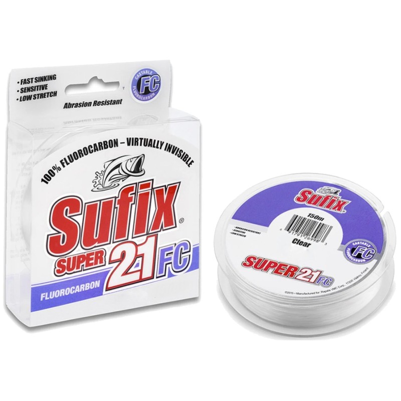 Леска флюорокарбоновая Sufix Super 21 Fluorocarbon 0.28 мм, 6.5 кг, 150 м