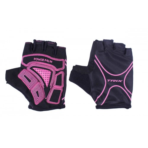 Велоперчатки Trix LCL-60020, 38424-001, черный/розовый, размер M