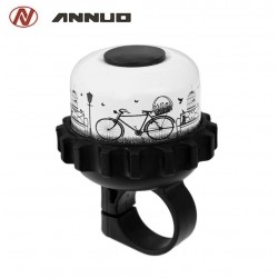Звонок велосипедный ANNUO "Велосипед", 23R мм, алюминий/пластик (белый/черный)