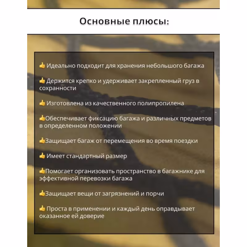 Сетка багажная AVS GL-02, 75х75см, 4 крюка