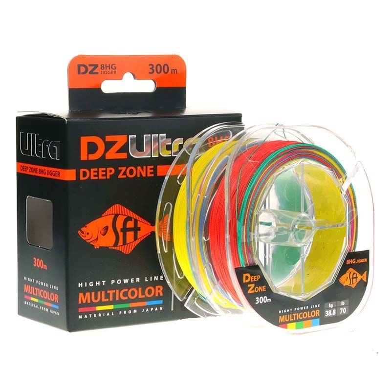 Шнур плетеный SFT DZ Ultra 8HG Jigger Multicolor Deep Zone 0.50 мм, 300 м