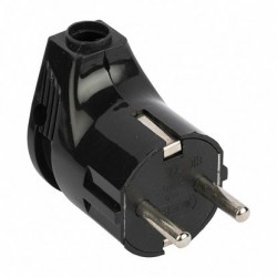 Вилка сетевая кабельная угловая с заземлением (16А, 250В, черная)