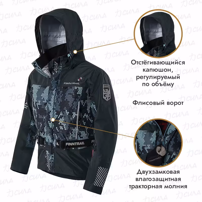 Куртка мужская Finntrail Mudway 2010, мембрана Hard-Tex, серый камуфляж, размер 50-52 (L), 175-185 см