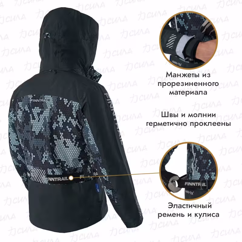 Куртка мужская Finntrail Mudway 2010, мембрана Hard-Tex, серый камуфляж, размер 50-52 (L), 175-185 см