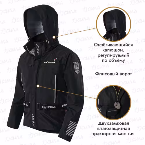 Куртка мужская Finntrail Mudway 2010, мембрана Hard-Tex, черный, размер 50-52 (L), 175-185 см