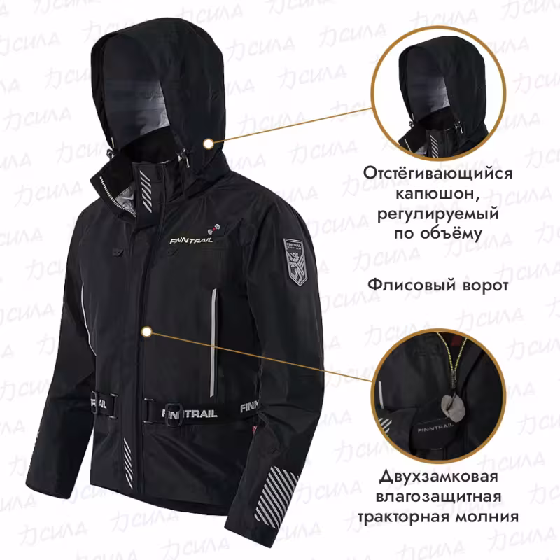 Куртка мужская Finntrail Mudway 2010, мембрана Hard-Tex, черный, размер 54-56 (XL), 180-190 см