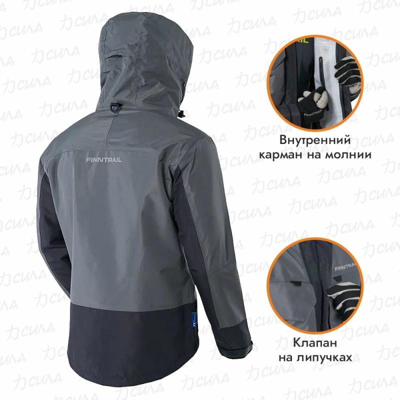 Куртка мужская Finntrail Coaster 4023, мембрана Hard-Tex, серый, размер M
