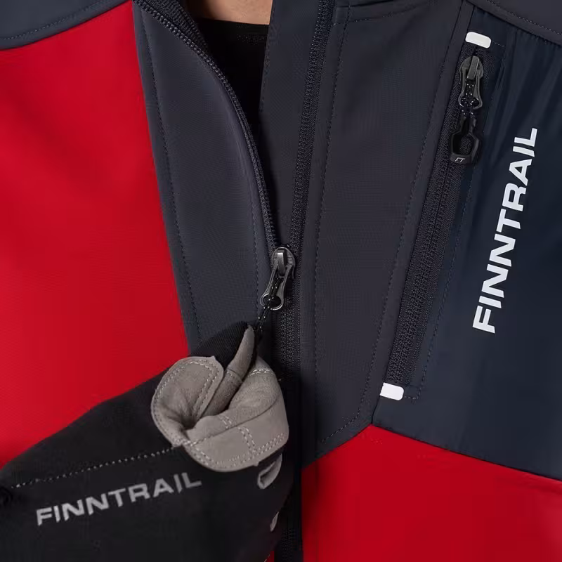 Куртка мужская Finntrail Softshell Nitro 1320, ткань Софтшелл, красный/серый, размер 44-46 (S), 165-175 см