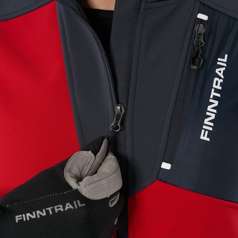 Куртка мужская Finntrail Softshell Nitro 1320, ткань Софтшелл, красный/серый, размер L