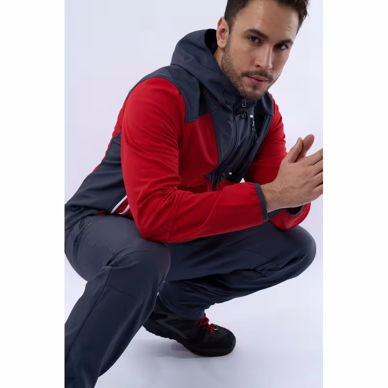 Куртка мужская Finntrail Softshell Nitro 1320, ткань Софтшелл, красный/серый, размер 58-60 (XXL), 185-195 см