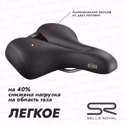 Седло велосипедное Selle Royal Ellipse Relaxed, Unisex, гель + эластомер, серия “Premium”