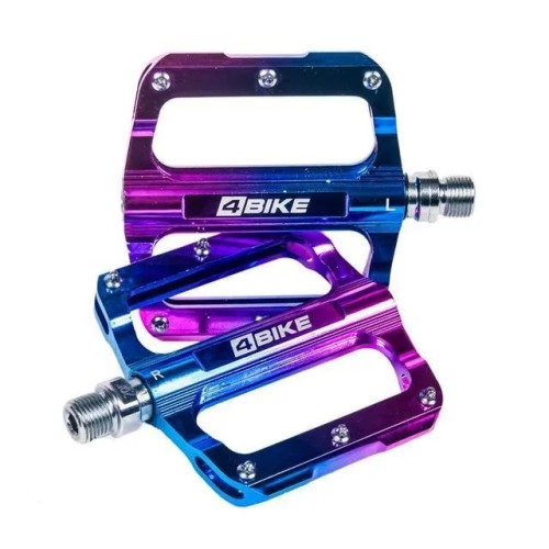 Педали 4Bike K306BLU, цвет oil slick синий, 120х100х18 мм, 2 пром.под-ка + втулка сколж-ния, Cr-mo 