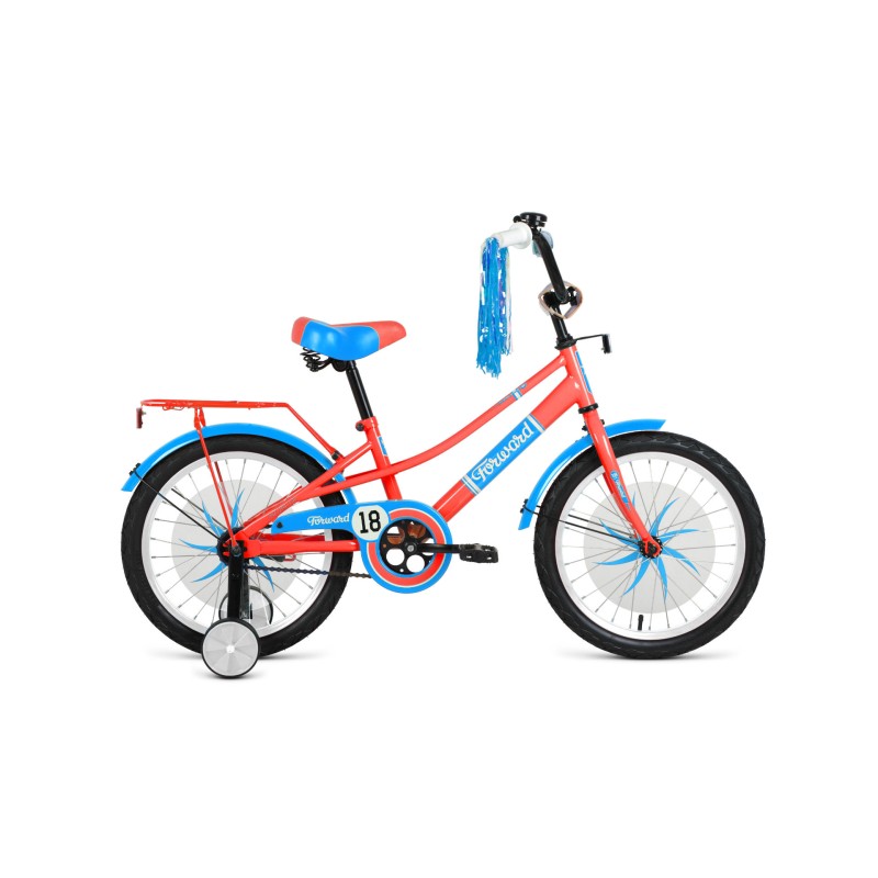 Велосипед 18 FORWARD AZURE (18", 1 скорость), коралловый/голубой