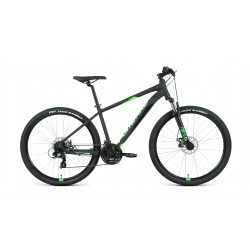 Велосипед 27,5 FORWARD APACHE 2.2 S disc (27,5", 21 скорость, рост 21"), черный матовый/ярко-зеленый