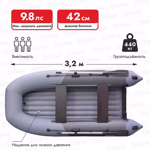 Надувная лодка ПВХ Flinc BoatsMan BT320А, НДНД, серый/графит