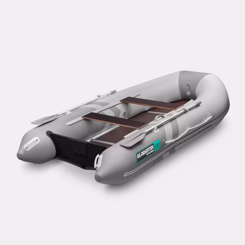 Надувная лодка ПВХ Gladiator B330S, пайол фанерный, светло-серый/темно-серый
