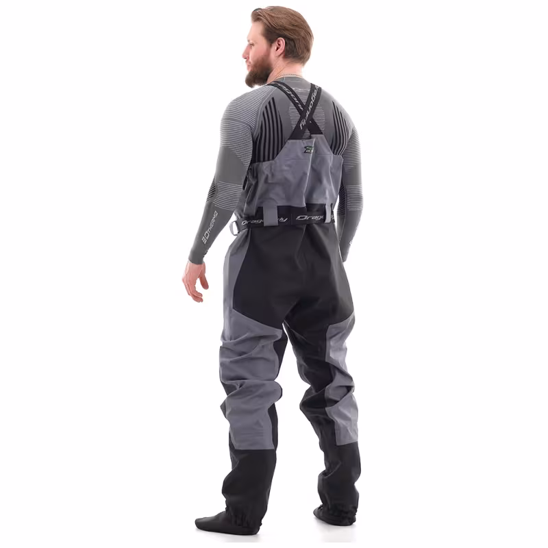 Полукомбинезон-вейдерсы Dragonfly Quad PRO, мембрана FineTex, серый/черный, размер L, 182 см