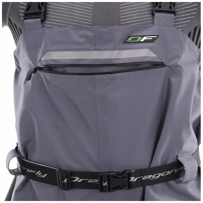 Полукомбинезон-вейдерсы Dragonfly Quad PRO, мембрана FineTex, серый/черный, размер L, 182 см