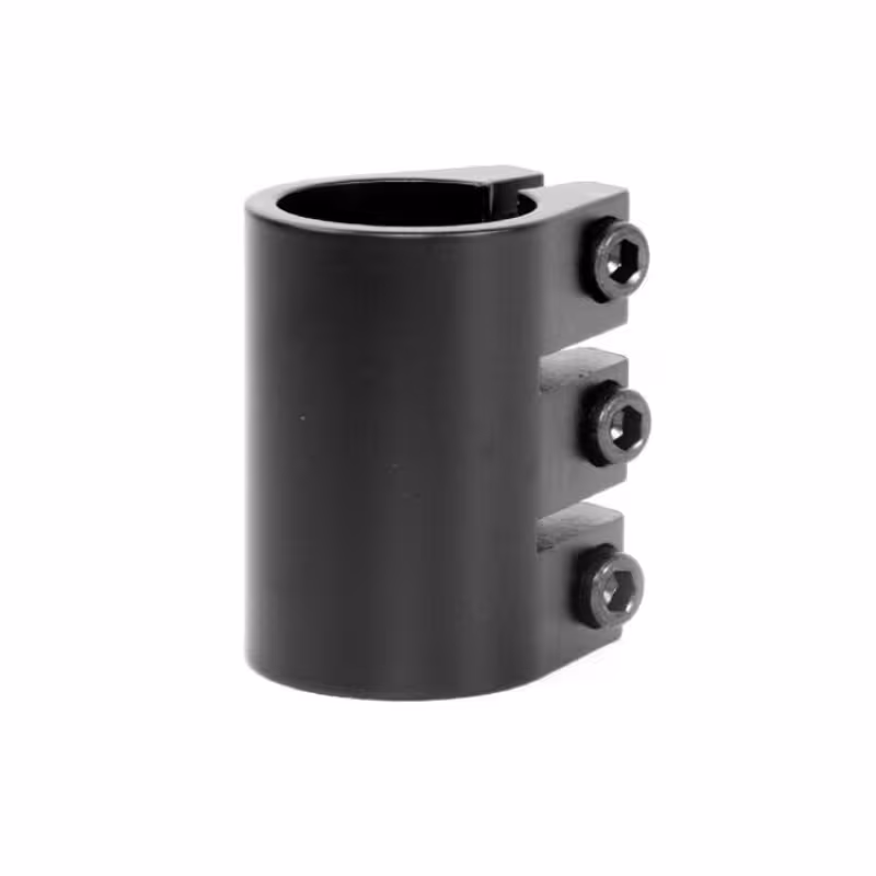 Зажим (хомут) KMS для трюкового самоката, HIC, 3 болта, алюминиевый, без анодирования, черный