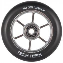 Колесо для трюкового самоката TechTeam 6RT 100x24 мм, алюминий, тип PU: HR, подшипники ABEC 9, серый
