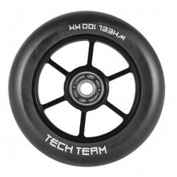 Колесо для трюкового самоката TechTeam 6RT 100x24 мм, алюминий, тип PU: HR, подшипники ABEC 9, черный