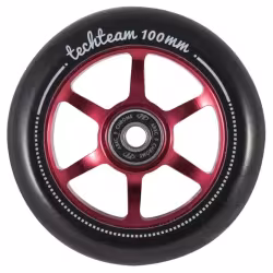 Колесо для трюкового самоката Tech Team 6S 100x24 мм, алюминий, тип PU: HR, подшипники ABEC 9, красный