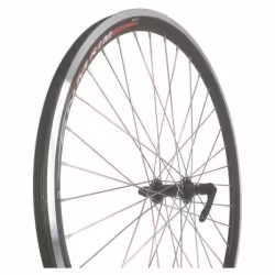 Колесо 26" переднее, обод двойной алюм. б/пист. черный, втулка стальная, эксцентрик, сер.