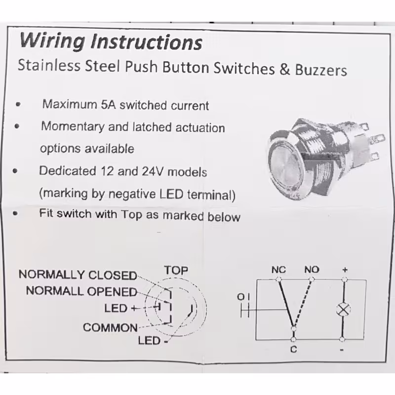 Кнопка включения без фиксации BEP Marine 80-511-0008-00, 24 В, синяя
