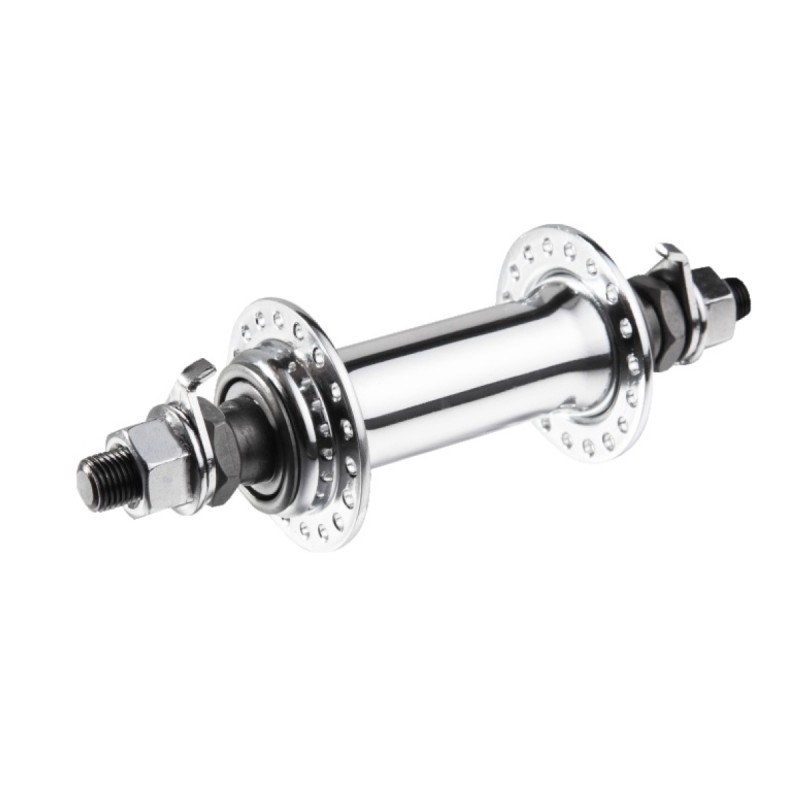 Втулка MTB передняя стальная 3/8x14Gx36Hx100x140 на гайках серебристая