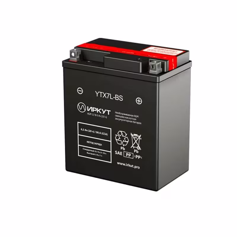 Аккумулятор Иркут YTX7L-BS, 6Ah, 12V