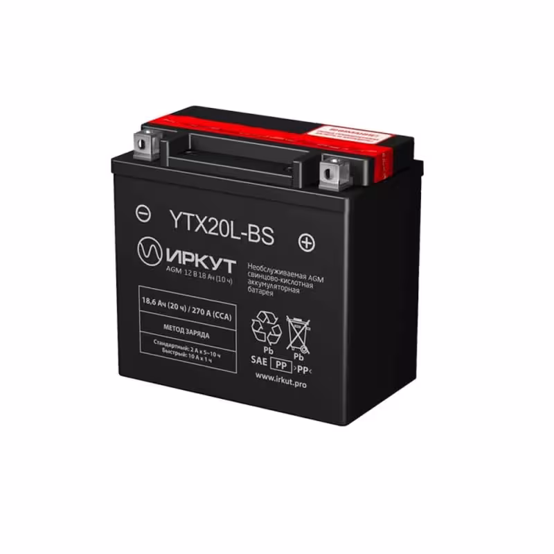 Аккумулятор Иркут YTX20L-BS, 18Ah, 12V