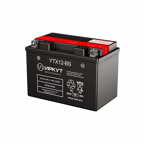 Аккумулятор Иркут YTX12-BS, 10Ah, 12V
