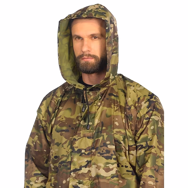 Плащ-дождевик Huntsman (Восток), ткань Таффета, зеленый камуфляж, размер 56-58, 182 см