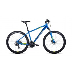 Велосипед горный хардтейл взрослый FORWARD APACHE 27,5 2.0 disc, рост 19, 21 скорости, синий/зеленый