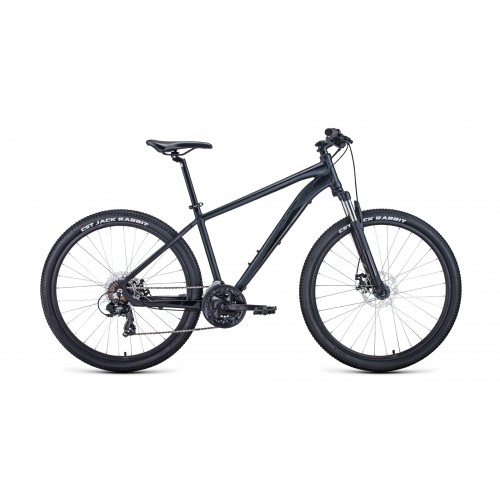 Велосипед горный хардтейл взрослый FORWARD APACHE 27,5 2.0 disc, рост 21, 21 скорости, черный матовый/черный