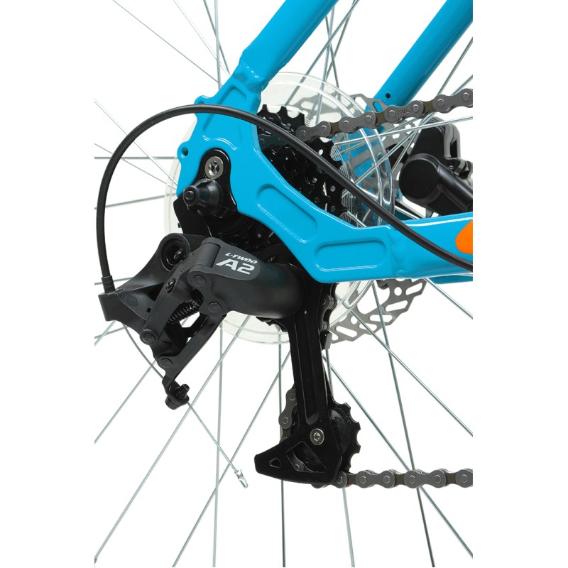 Велосипед горный хардтейл взрослый FORWARD APACHE 27.5 3.2 disc, рост 19, 21 скорость, бирюзовый/оранжевый