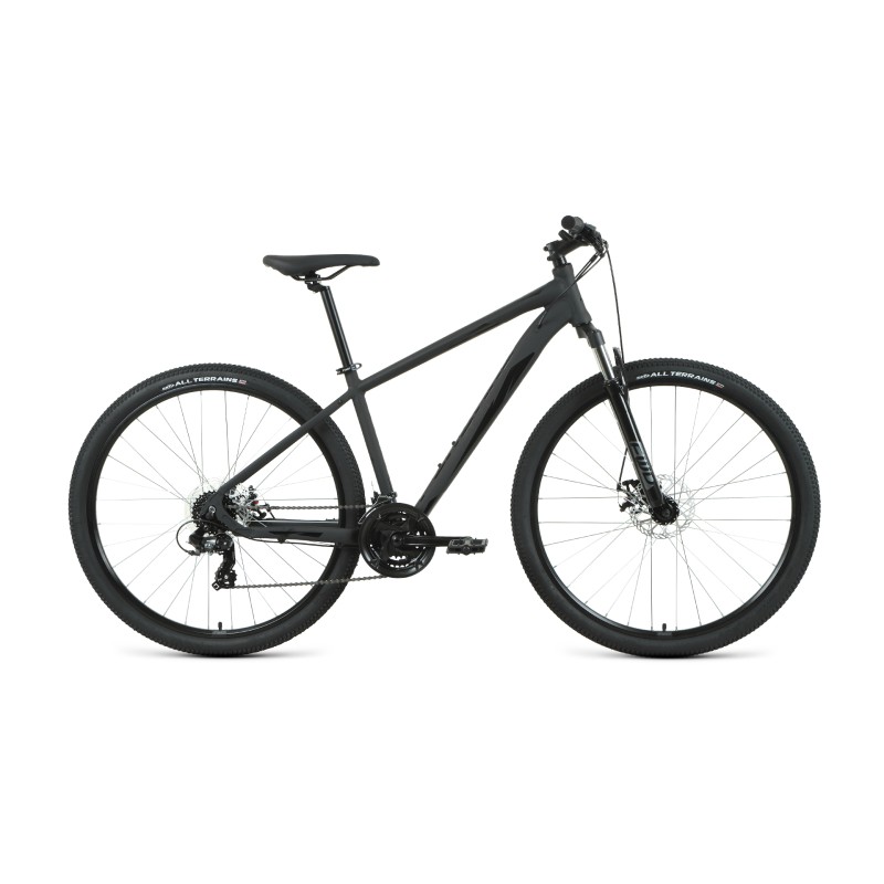 Велосипед горный хардтейл взрослый FORWARD APACHE 29 2.2 S disc,  рост 21, 21 скорость, черный матовый/черный