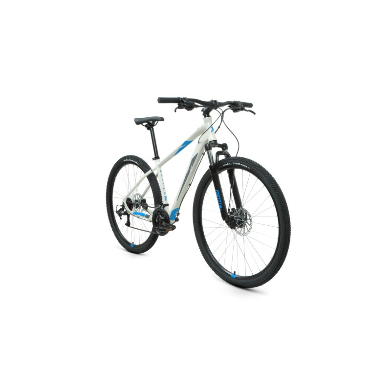Велосипед горный двухподвес взрослый FORWARD APACHE 29 3.2 disc, рост 17, 21 скорость, серый/синий