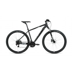 Велосипед горный хардтейл взрослый FORWARD APACHE 29 3.2 disc,  рост 17, 21 скорость, черный матовый/серебристый