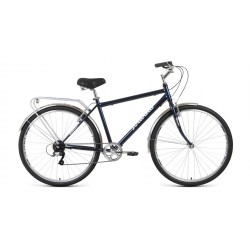 Велосипед городской взрослый FORWARD DORTMUND 28 2.0, рост 19, 7 скоростей, темно-синий/белый