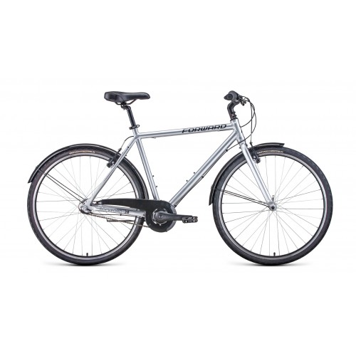 Велосипед городской взрослый FORWARD ROCKFORD 28, рост 540 мм, 3 скорости, серебристый
