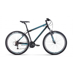 Велосипед горный хардтейл взрослый FORWARD SPORTING 27,5 1.0, рост 19, 21 скоростей, черный/бирюзовый