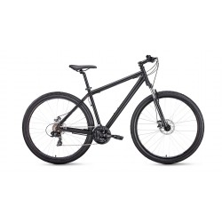 Велосипед горный хардтейл взрослый FORWARD SPORTING 29 2.0 disc, рост 19, 21 скоростей, черный/темно-серый