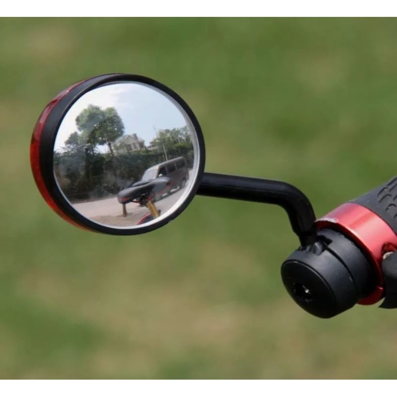 Комплект зеркал заднего вида с фонариком и мигалкой в торец руля JY-5-2