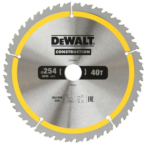 Диск пильный по дереву DeWALT Construction DT90249-QZ, 254х2х30 мм