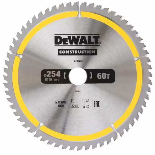 Диск пильный по дереву DeWALT Construction DT90250-QZ, 254х2х30 мм