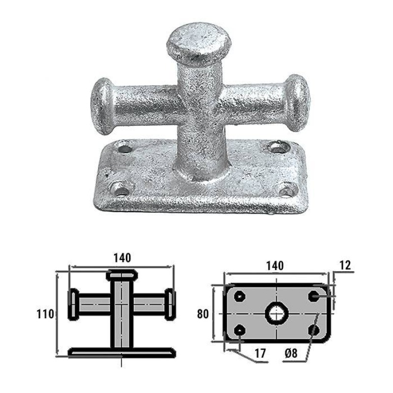 Кнехт двойной Cim 0601-0702, 140х80 мм