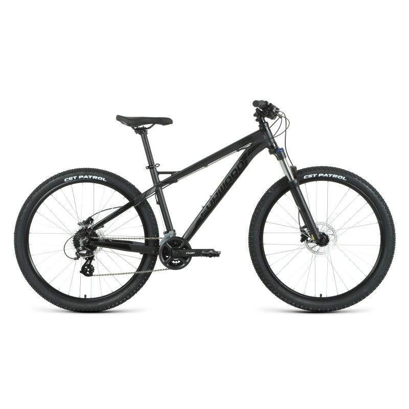 Велосипед горный хардтейл взрослый Forward Quadro 27.5 3.0 disc, рост 17, 16 скоростей, черный матовый/черный