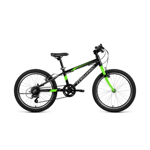 Велосипед горный хардтейл детский Forward Rise 20 2.0, рост 10.5, 7 ск., черный/ярко-зеленый
