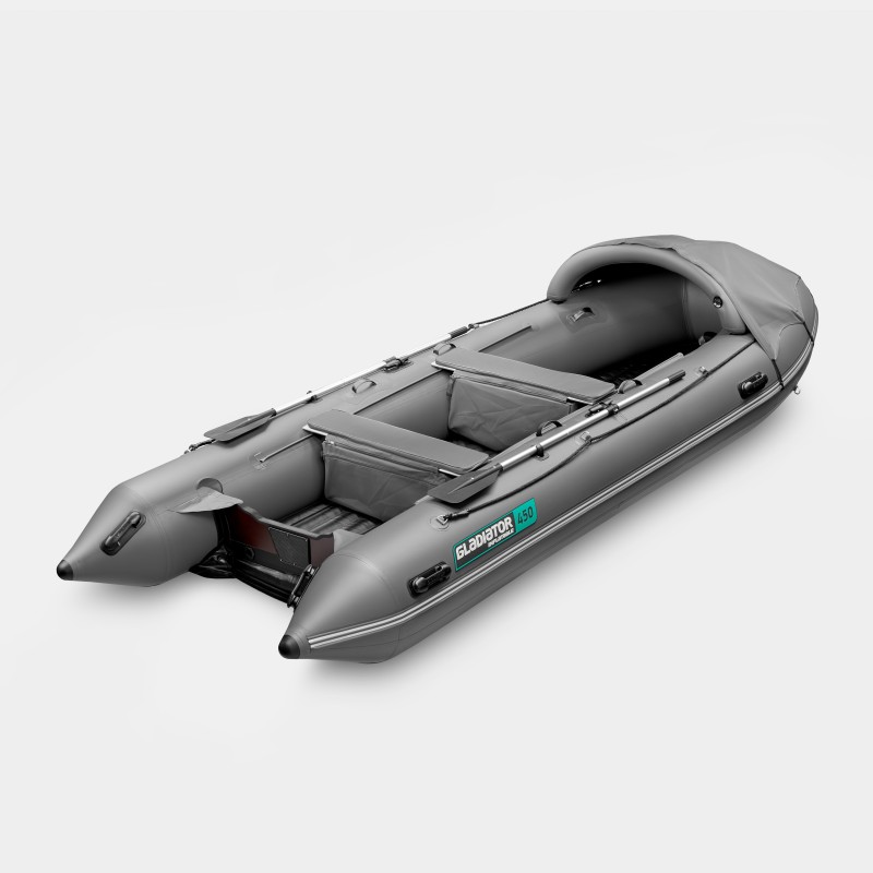 Надувная лодка ПВХ Gladiator E450PRO, НДНД, темно-серый